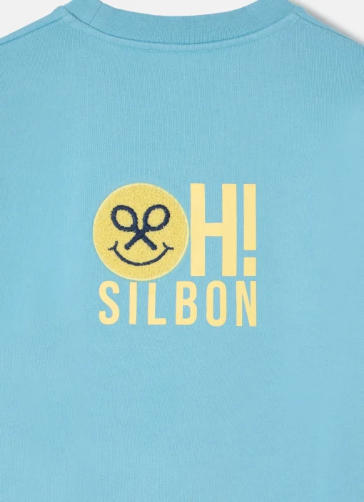 Silbon Sudaderas-Sudadera girl detalles mangas Celeste