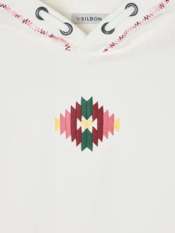Silbon Sudaderas-Sudadera girl etnica cruda Blanca