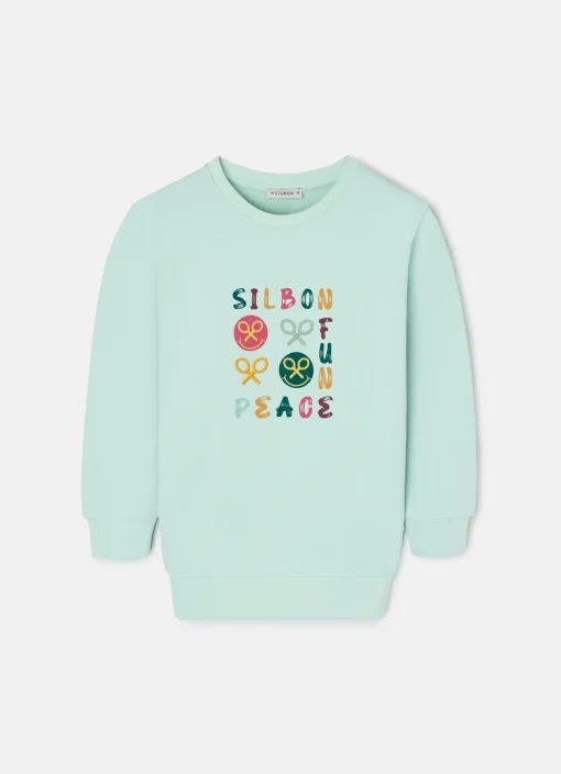Silbon Sudaderas-Sudadera girl fun and peace Verde
