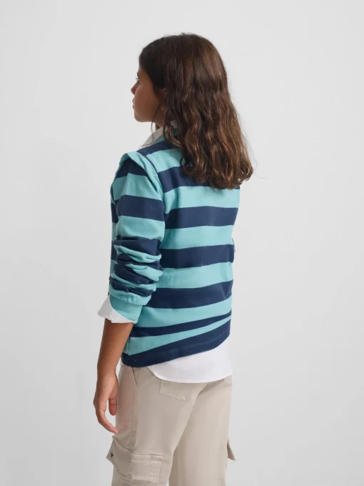 Silbon Sudaderas-Sudadera girl hombreras rayas es Azul