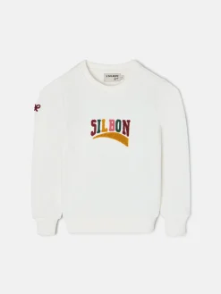 Silbon Sudaderas-Sudadera girl letras cruda Blanca