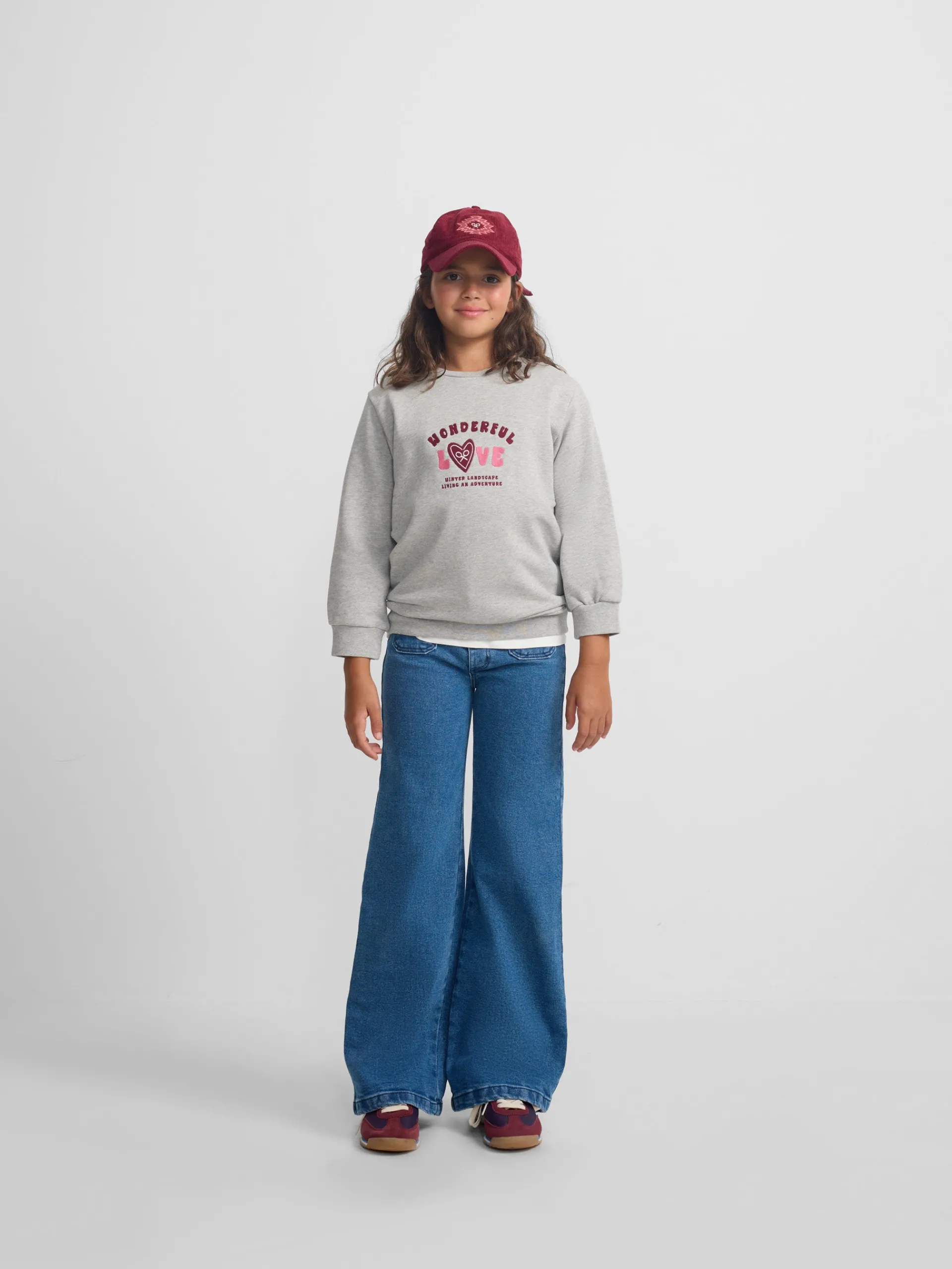 Silbon Sudaderas-Sudadera girl wonderful love Gris