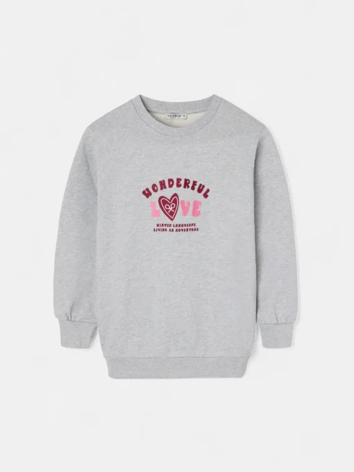 Silbon Sudaderas-Sudadera girl wonderful love Gris