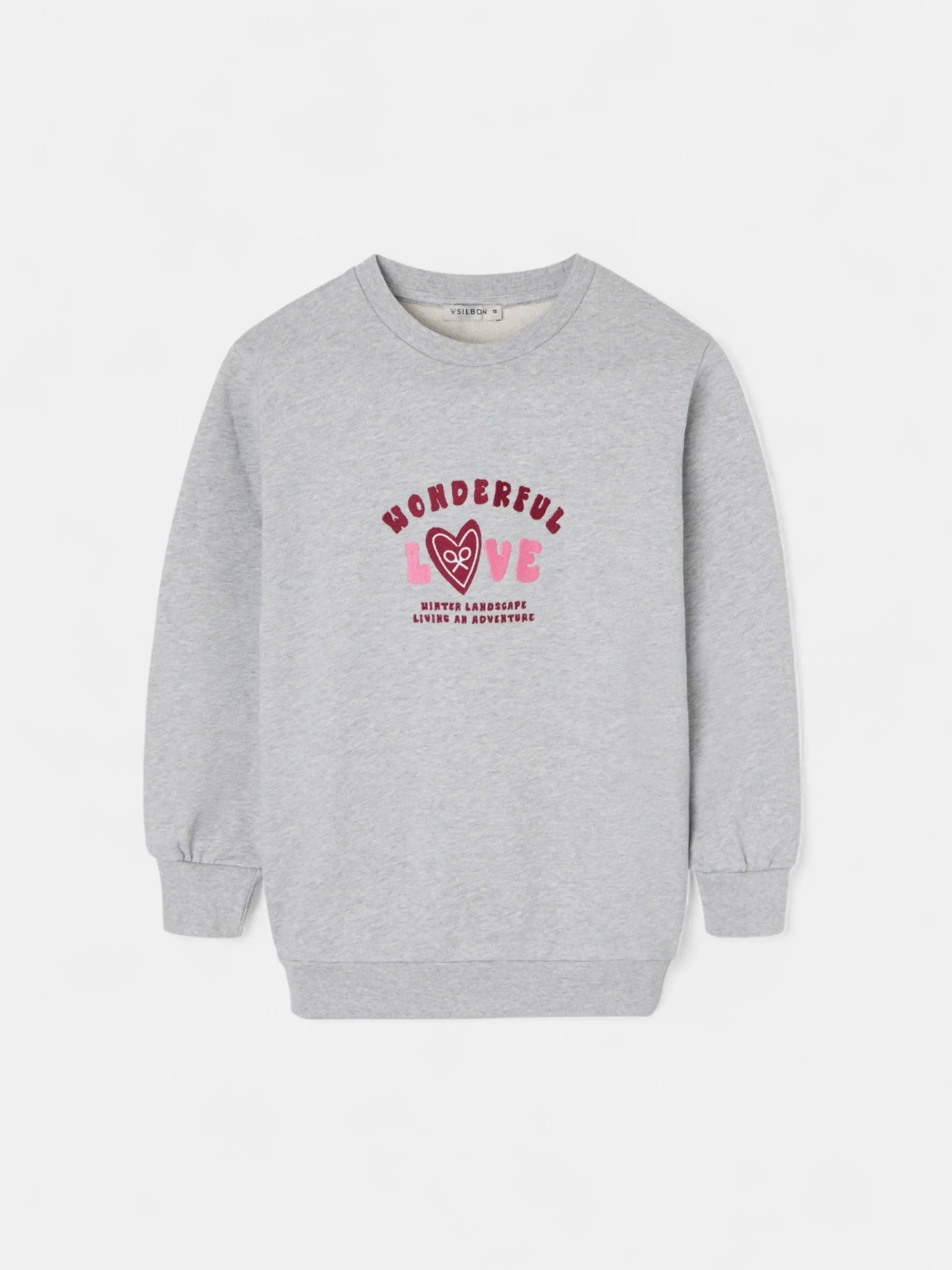 Silbon Sudaderas-Sudadera girl wonderful love Gris