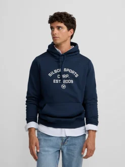 Silbon Smart Casual·Sudaderas-Sudadera hoodie sports azul marino Azul marino