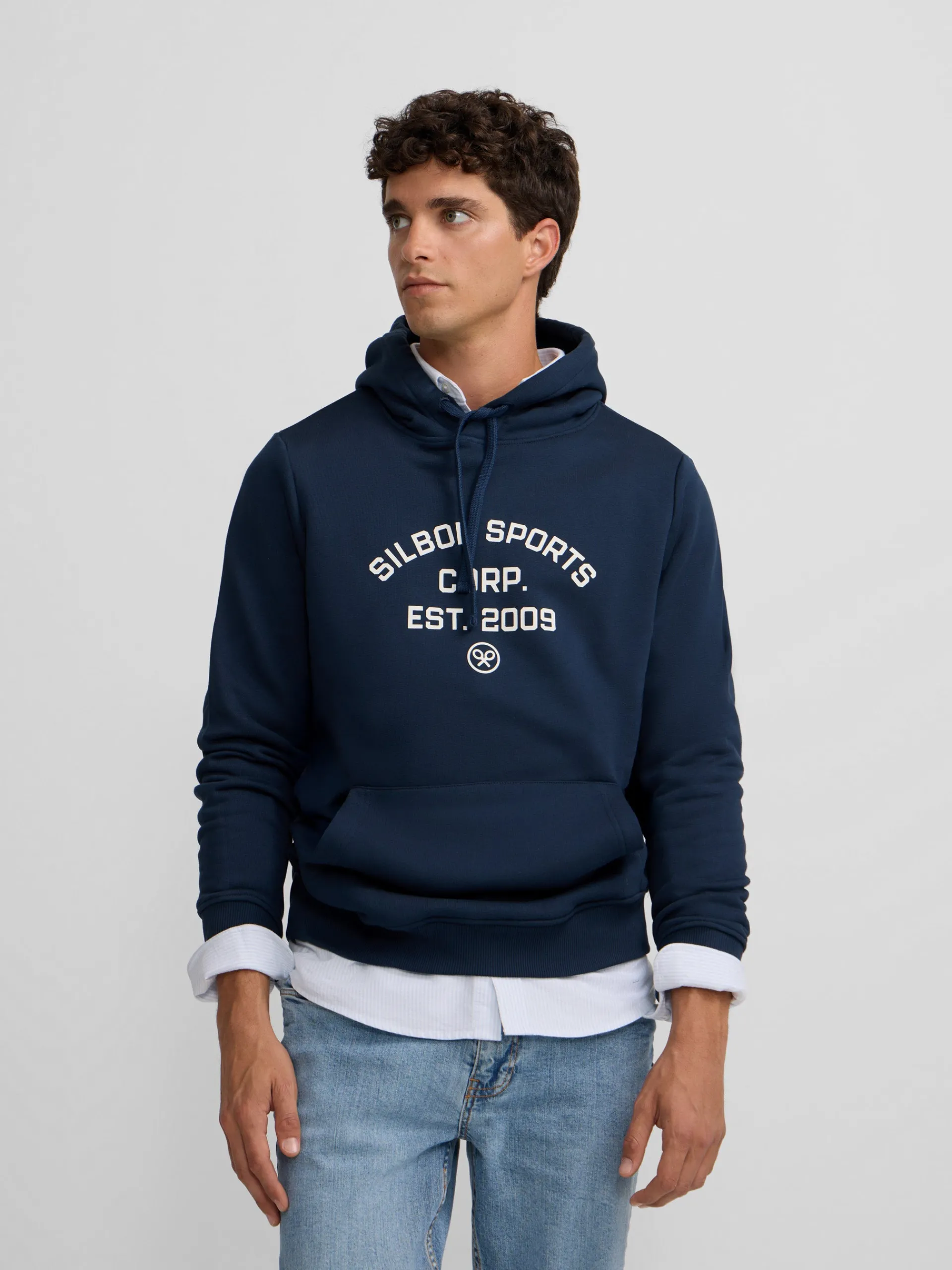 Silbon Smart Casual·Sudaderas-Sudadera hoodie sports azul marino Azul marino