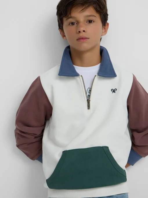 Silbon Sudaderas-Sudadera kids media cremallera multicolor Blanco