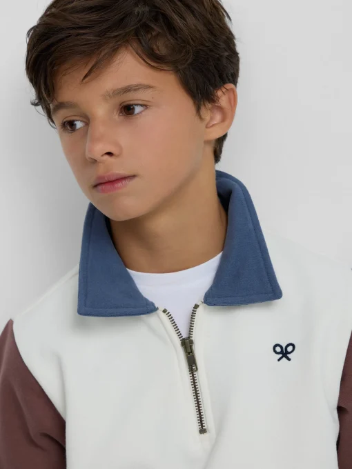 Silbon Sudaderas-Sudadera kids media cremallera multicolor Blanco