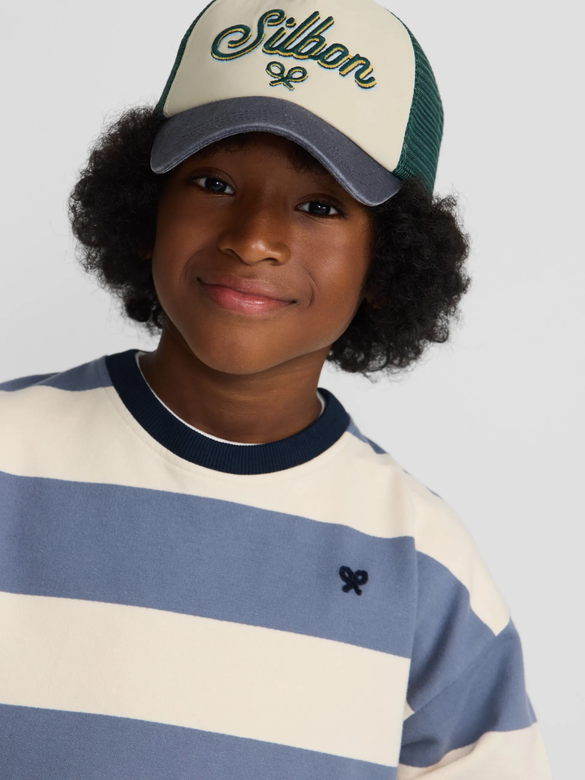 Silbon Sudaderas-Sudadera kids rayas anchas es Azul