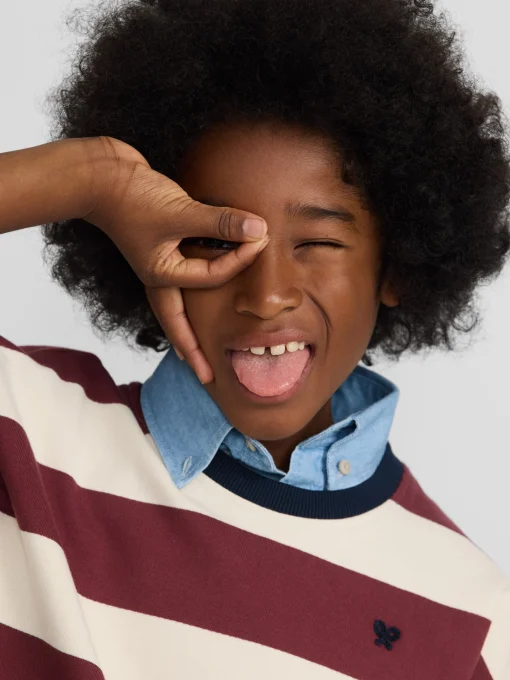 Silbon Sudaderas-Sudadera kids rayas anchas Burdeos