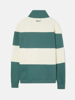 Silbon Smart Casual·Sudaderas-Sudadera media cremallera raya ancha Verde