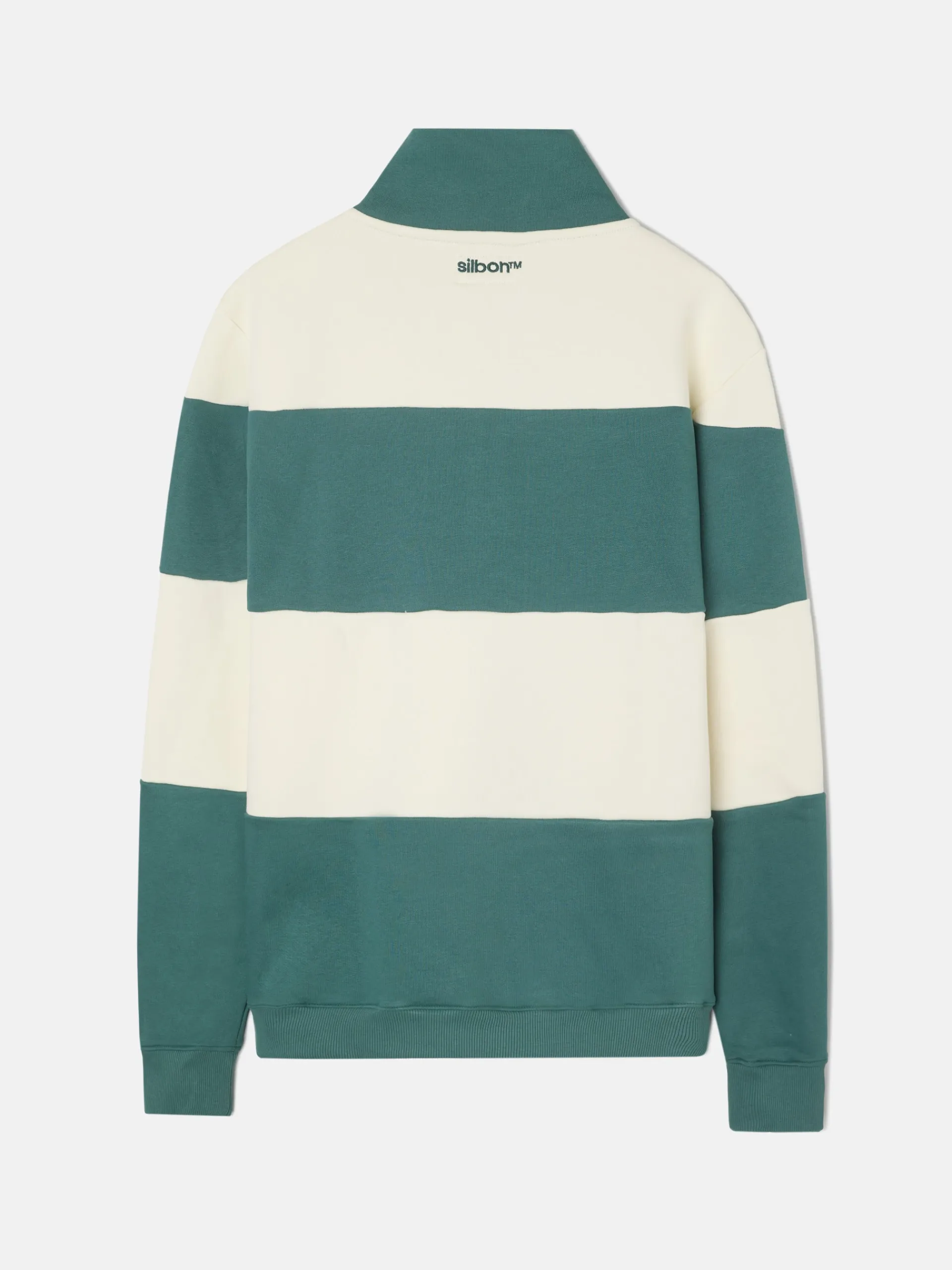 Silbon Smart Casual·Sudaderas-Sudadera media cremallera raya ancha Verde