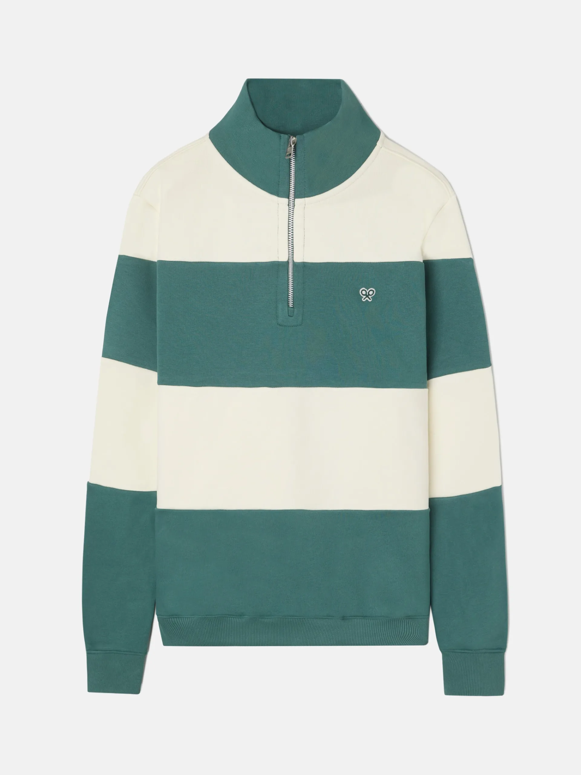 Silbon Smart Casual·Sudaderas-Sudadera media cremallera raya ancha Verde