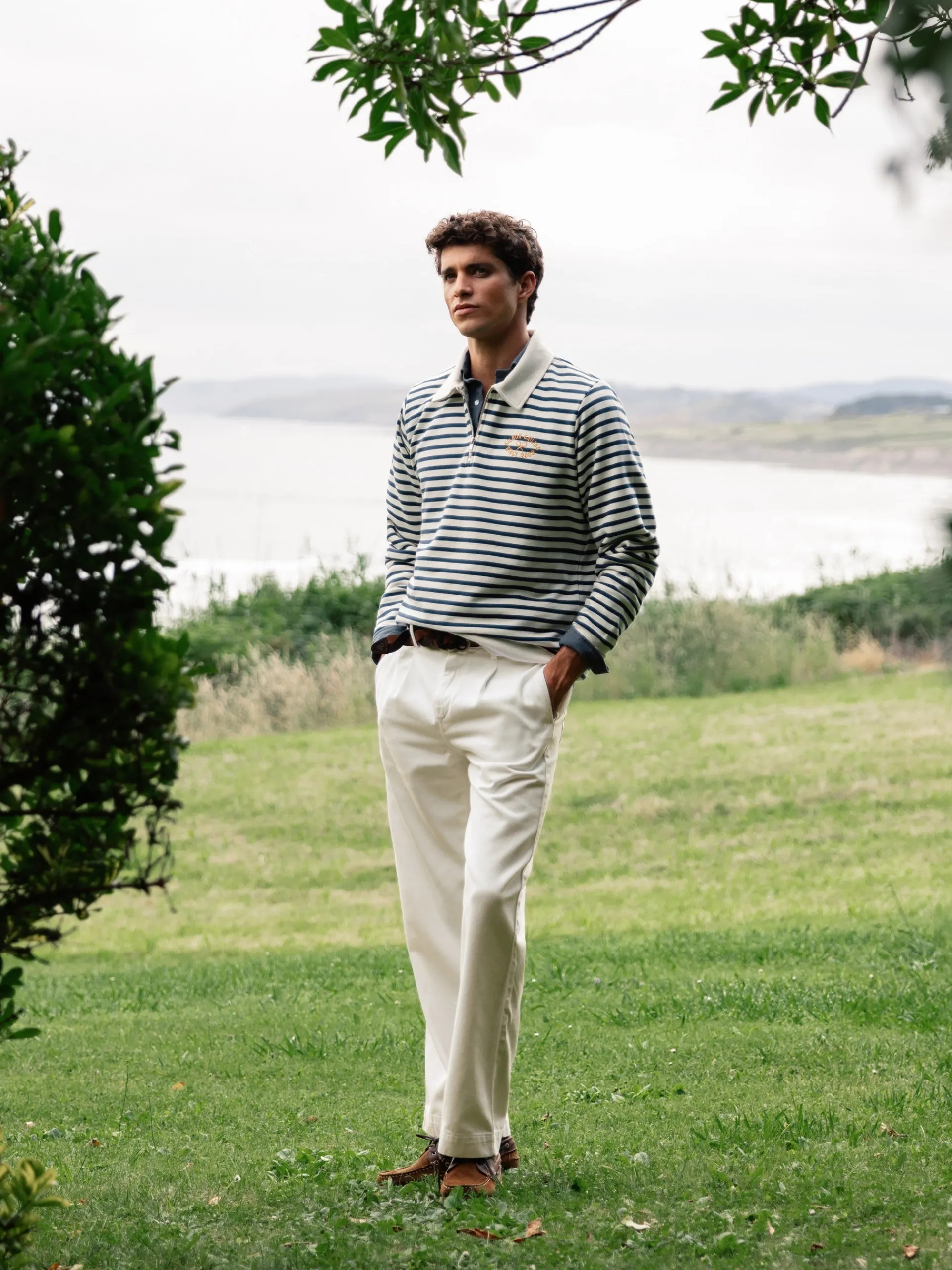 Silbon Smart Casual·Sudaderas-Sudadera media cremallera raya media azul marino Azul marino