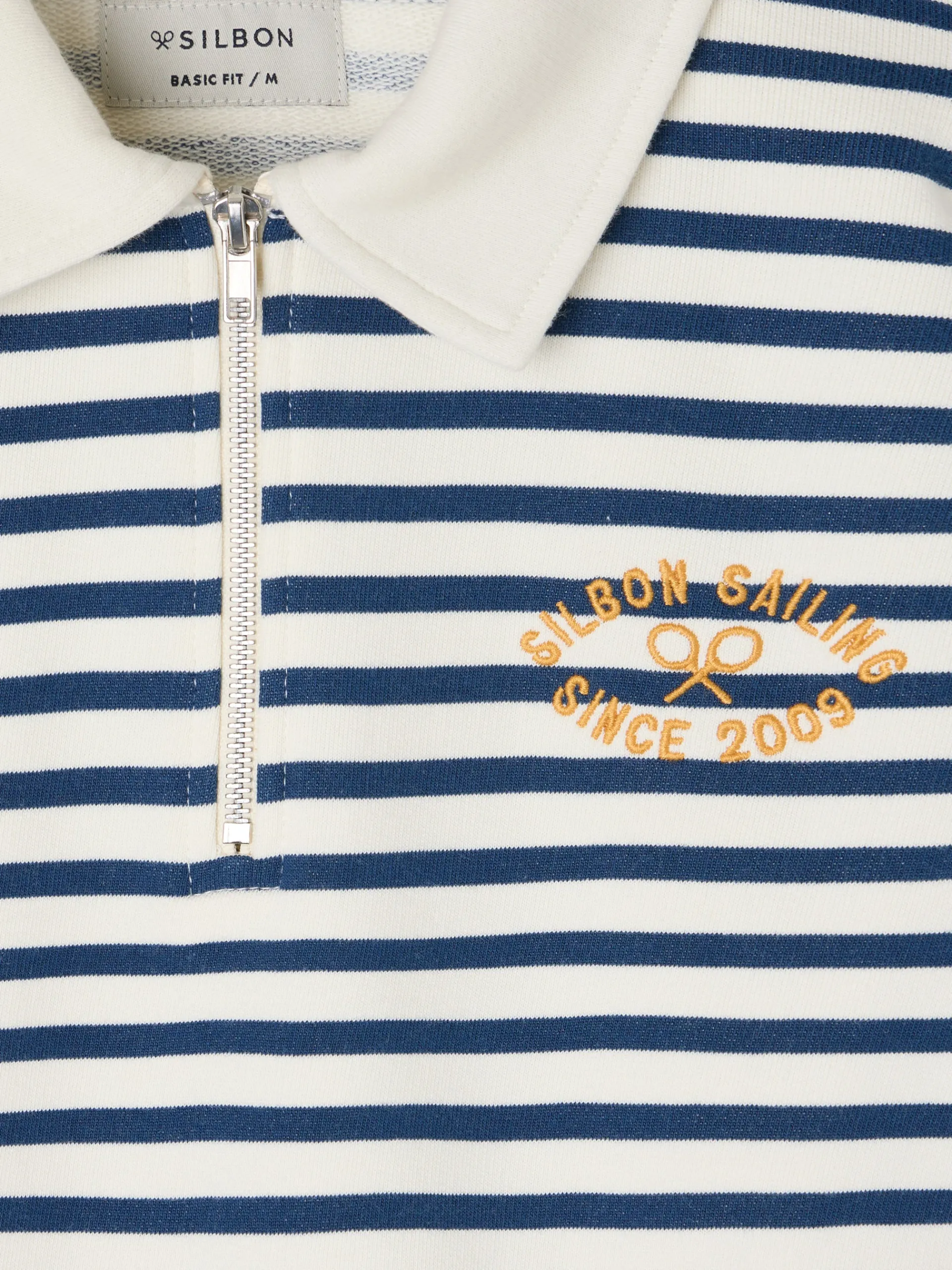 Silbon Smart Casual·Sudaderas-Sudadera media cremallera raya media azul marino Azul marino