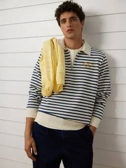 Silbon Smart Casual·Sudaderas-Sudadera media cremallera raya media azul marino Azul marino