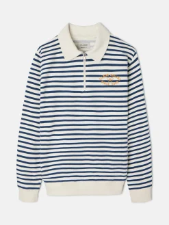 Silbon Smart Casual·Sudaderas-Sudadera media cremallera raya media azul marino Azul marino