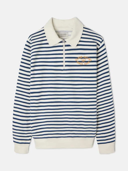 Silbon Smart Casual·Sudaderas-Sudadera media cremallera raya media azul marino Azul marino