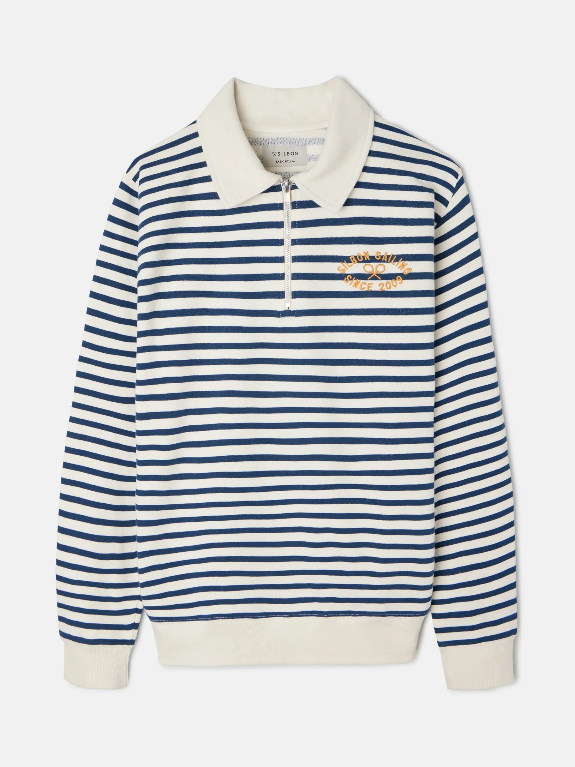 Silbon Smart Casual·Sudaderas-Sudadera media cremallera raya media azul marino Azul marino