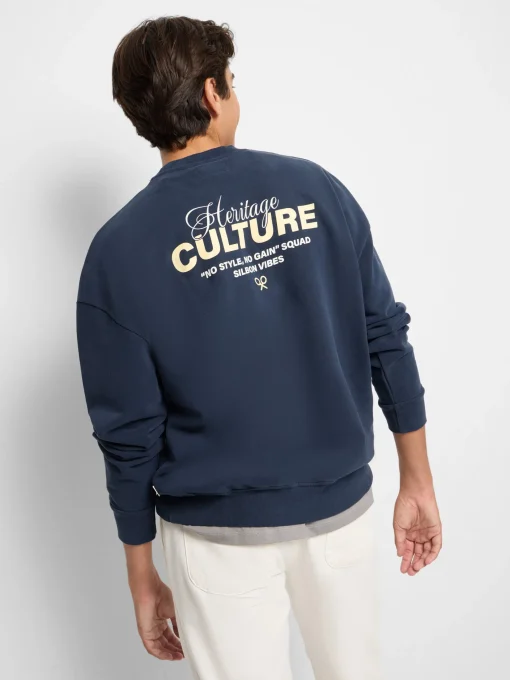 Silbon Sudaderas|Smart Casual·Sudaderas-Sudadera relaxed fit culture azul marino Azul marino