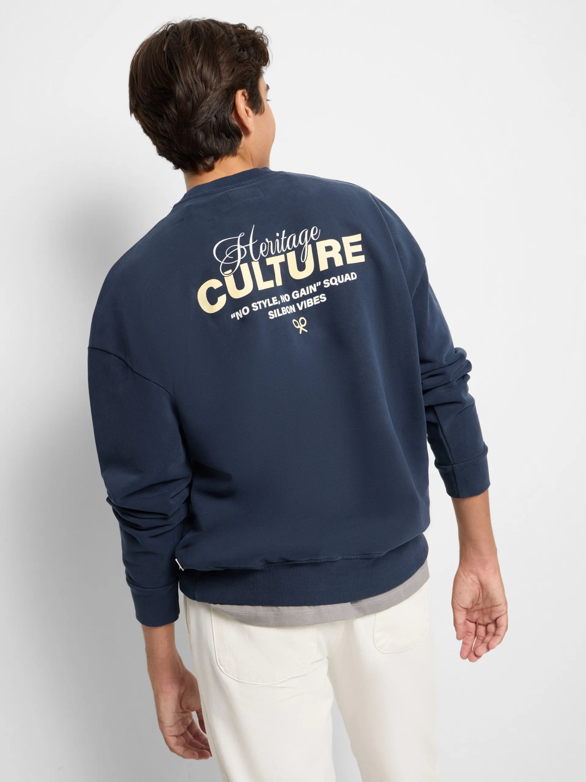 Silbon Sudaderas|Smart Casual·Sudaderas-Sudadera relaxed fit culture azul marino Azul marino