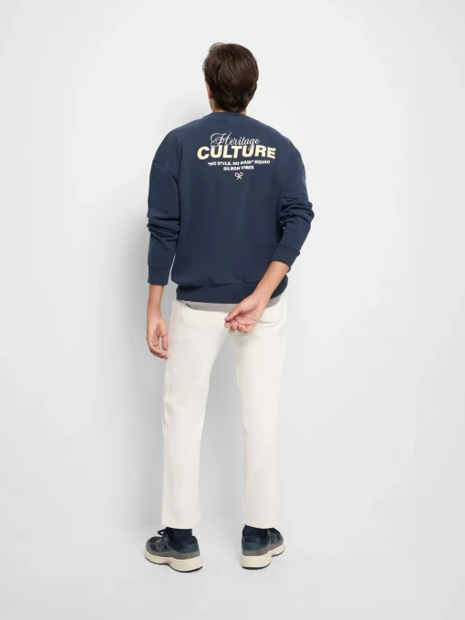 Silbon Sudaderas|Smart Casual·Sudaderas-Sudadera relaxed fit culture azul marino Azul marino