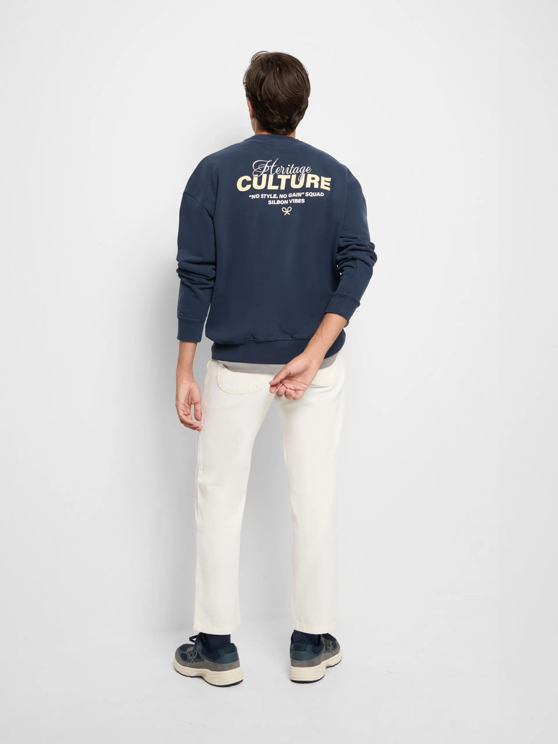Silbon Sudaderas|Smart Casual·Sudaderas-Sudadera relaxed fit culture azul marino Azul marino