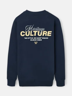 Silbon Sudaderas|Smart Casual·Sudaderas-Sudadera relaxed fit culture azul marino Azul marino