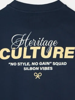 Silbon Sudaderas|Smart Casual·Sudaderas-Sudadera relaxed fit culture azul marino Azul marino