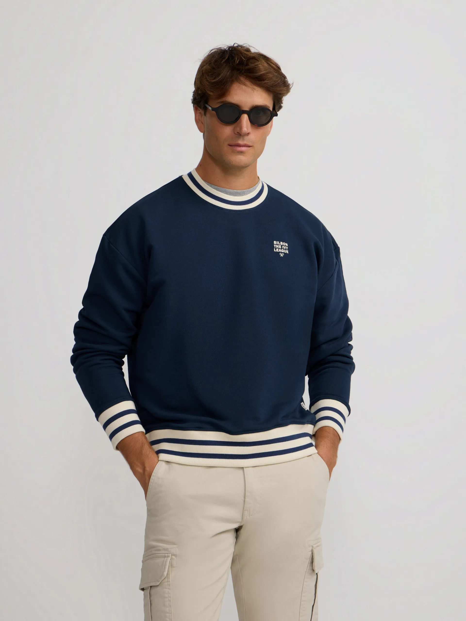 Silbon Smart Casual·Sudaderas-Sudadera relaxed fit ivy league marino Azul marino