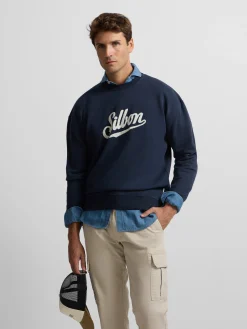 Silbon Smart Casual·Sudaderas-Sudadera relaxed fit retro azul marino Azul marino