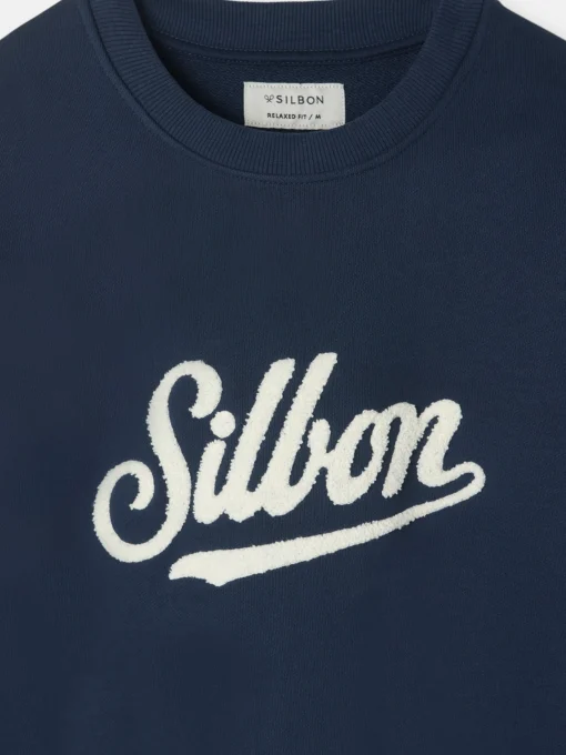 Silbon Smart Casual·Sudaderas-Sudadera relaxed fit retro azul marino Azul marino