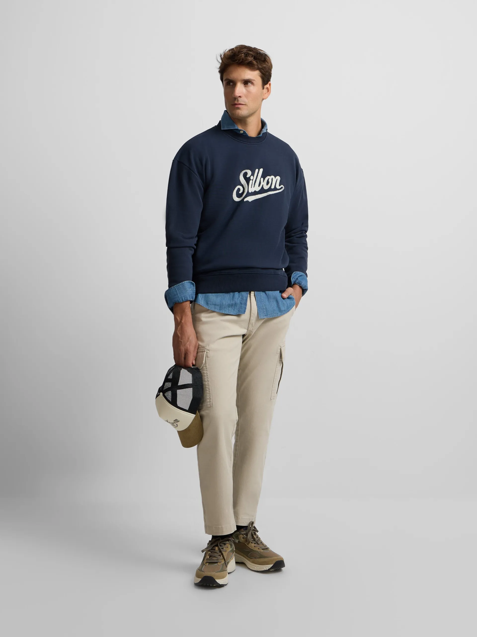 Silbon Smart Casual·Sudaderas-Sudadera relaxed fit retro azul marino Azul marino