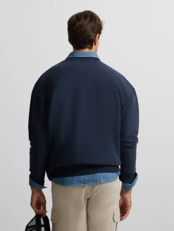 Silbon Smart Casual·Sudaderas-Sudadera relaxed fit retro azul marino Azul marino