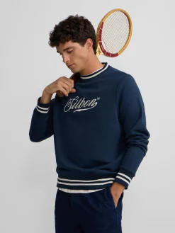 Silbon Smart Casual·Sudaderas-Sudadera retro lettering marino Azul marino