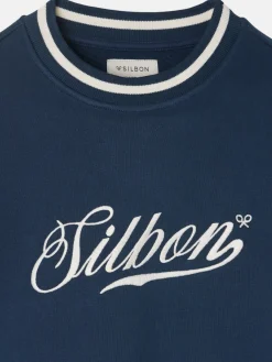 Silbon Smart Casual·Sudaderas-Sudadera retro lettering marino Azul marino