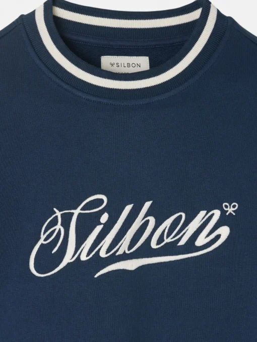 Silbon Smart Casual·Sudaderas-Sudadera retro lettering marino Azul marino