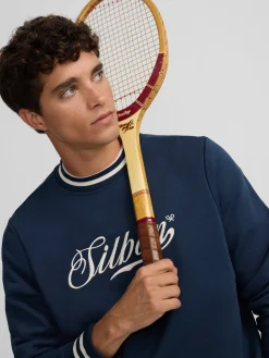 Silbon Smart Casual·Sudaderas-Sudadera retro lettering marino Azul marino