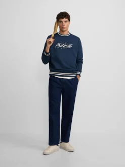 Silbon Smart Casual·Sudaderas-Sudadera retro lettering marino Azul marino
