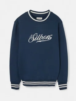 Silbon Smart Casual·Sudaderas-Sudadera retro lettering marino Azul marino