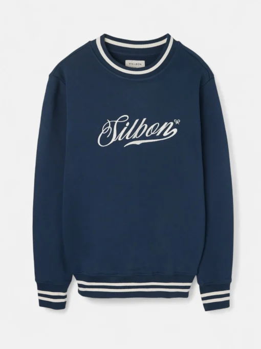 Silbon Smart Casual·Sudaderas-Sudadera retro lettering marino Azul marino