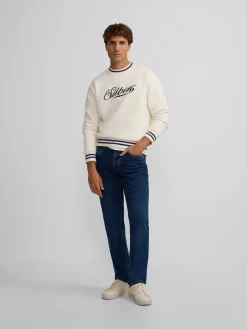 Silbon Smart Casual·Sudaderas-Sudadera retro lettering Crema