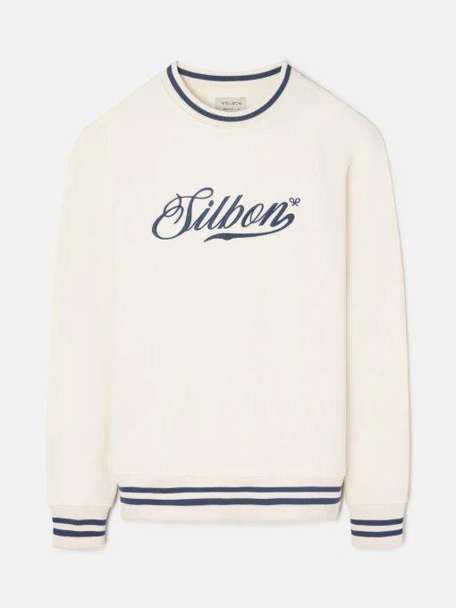 Silbon Smart Casual·Sudaderas-Sudadera retro lettering Crema