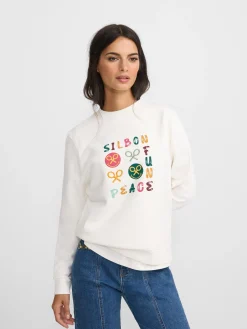 Silbon Sudaderas-Sudadera woman fun and peace cruda Blanca