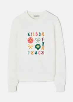 Silbon Sudaderas-Sudadera woman fun and peace cruda Blanca