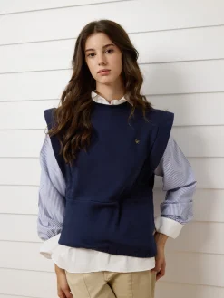 Silbon Sudaderas-Sudadera woman mangas tejidas azul marino Celeste