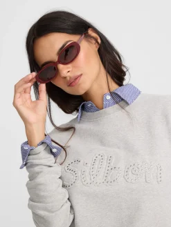 Silbon Sudaderas-Sudadera woman tachas Gris