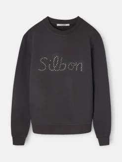 Silbon Sudaderas-Sudadera woman tachas Negra