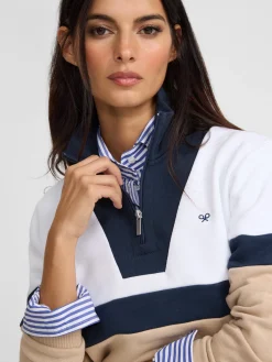Silbon Sudaderas-Sudadera woman tricolor azul marino y beige Negro y beige