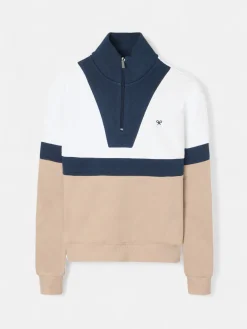 Silbon Sudaderas-Sudadera woman tricolor azul marino y beige Negro y beige